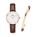 Daniel Wellington Petite St Mawes White Dial Brown Leather Strap Watch For Women - DW00100175 Authentic Buy Shop Now