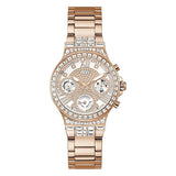 Guess Moonlight Multi Function Diamonds White Dial Rose Gold Steel Strap Watch for Women - GW0320L3 Authentic Buy Shop Now