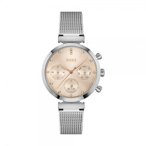Hugo Boss Flawless Pink Dial Silver Mesh Bracelet Watch for Women - 1502625 Authentic Buy Shop Now
