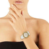 Guess Limelight Quartz Silver Dial White Leather Strap Watch For Women - W0775l8 Authentic Buy Shop Now