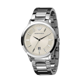 Emporio Armani Classic Quartz White Dial Silver Steel Strap Watch For Men - AR2431 Authentic Buy Shop Now