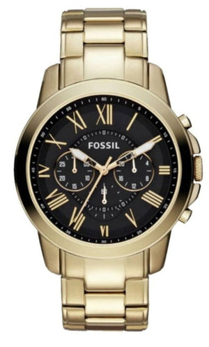 Fossil Grant Chronograph Black Dial Gold Steel Strap Watch for Men - FS4815 Authentic Buy Shop Now