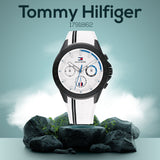 Tommy Hilfiger Aiden Chronograph White Dial White Rubber Strap Watch For Men - 1791862 Authentic Buy Shop Now