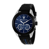 Maserati Traguardo Chronograph Blue Dial Black Silicone Strap Watch For Men - R8871612044 Authentic Buy Shop Now