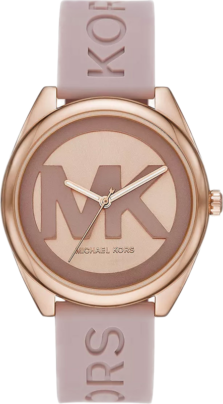 Michael Kors Janelle Three Hand Rose Gold Dial Pink Rubber Strap Watch For Women - MK7139 Authentic Buy Shop Now