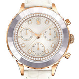 Swarovski Octea Chrono Crystals White Dial White Leather Strap Watch for Women - 5671150 Authentic Buy Shop Now