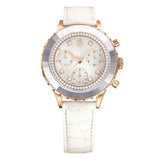 Swarovski Octea Chrono Crystals White Dial White Leather Strap Watch for Women - 5671150 Authentic Buy Shop Now
