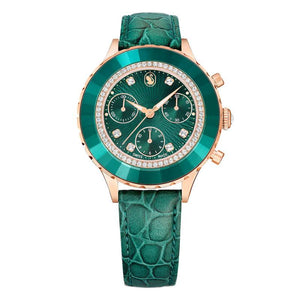 Swarovski Octea Chrono Green Dial Green Leather Strap Watch for Women - 5672931 Authentic Buy Shop Now