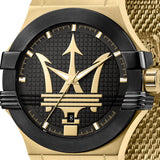Maserati Potenza Quartz Black Dial Gold Mesh Bracelet Watch For Men - R8853108006 Authentic Buy Shop Now