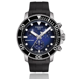Tissot Seastar 1000 Chronograph Blue Dial Black Rubber Strap Watch For Men - T120.417.17.041.00 Authentic Buy Shop Now