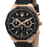 Maserati Stile Black Matte Dial Black Leather Strap Watch For Men - R8871642001 Authentic Buy Shop Now