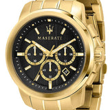 Maserati Successo 44mm Black Dial Gold Stainless Steel Strap Watch For Men - R8873621013 Authentic Buy Shop Now
