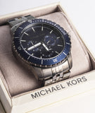 Michael Kors Chronograph Cunningham Multifunction Blue Dial Grey Steel Strap Watch For Men - MK7155 Authentic Buy Shop Now