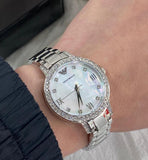 Emporio Armani Cleo Crystals Mother Of Pearl Dial Silver Steel Strap Watch For Women - AR11484 Authentic Buy Shop Now