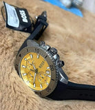Hugo Boss Admiral Yellow Dial Black Rubber Silicone Strap Watch for Men - 1513968 Authentic Buy Shop Now