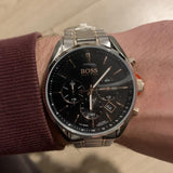 Hugo Boss Champion Chronograph Black Dial Two Tone Steel Strap Watch for Men - 1513819 Authentic Buy Shop Now