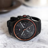 Tommy Hilfiger Justin Black Dial Black Rubber Strap Watch For Men - 1792056 Authentic Buy Shop Now