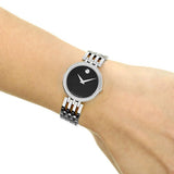 Movado Esperanza 63 Diamonds Black Dial Silver Steel Strap Watch For Women - 0607052 Authentic Buy Shop Now