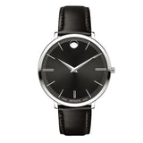 Movado Ultra Slim Black Dial Black Leather Strap Watch For Women - 0607090 Authentic Buy Shop Now