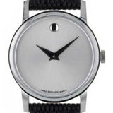 Movado Museum Silver Dial Black Leather Strap Watch For Women - 2100003 Authentic Buy Shop Now
