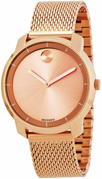 Movado Bold Rose Gold Dial Rose Gold Mesh Bracelet Watch For Women - 3600243 Authentic Buy Shop Now