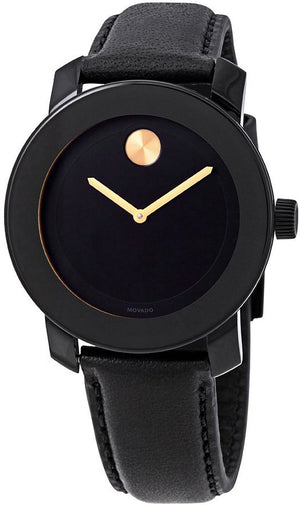 Movado Bold Black Dial Black Leather Strap Watch for Women - 3600527 Authentic Buy Shop Now