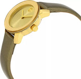 Movado Bold Gold Dial Brown Leather Strap Watch for Women - 3600437 Authentic Buy Shop Now