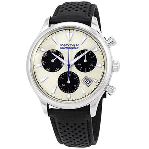Movado Heritage Calendoplan Chronograph Silver Dial Black Leather Strap Watch for Men - 3650024 Authentic Buy Shop Now
