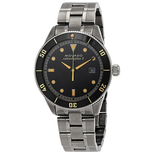 Movado Heritage Calendoplan Black Dial Silver Steel Strap Watch For Men - 3650095 Authentic Buy Shop Now