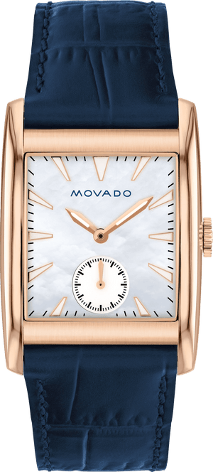 Movado Heritage Mother of Pearl White Dial Blue Leather Strap Watch For Women - 3650052 Authentic Buy Shop Now