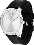 Movado Bold Silver Dial Black Leather Strap Watch For Men - 3600468 Authentic Buy Shop Now