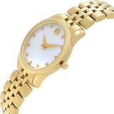 Movado Museum Classic Diamonds Mother of Pearl Dial Gold Steel Strap Watch For Women - 0606998 Authentic Buy Shop Now