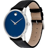 Movado Museum Classic Blue Dial Black Leather Strap Watch for Men - 0607197 Authentic Buy Shop Now