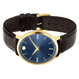 Movado Ultra Slim Blue Dial Brown Leather Strap Watch For Men - 0607088 Authentic Buy Shop Now