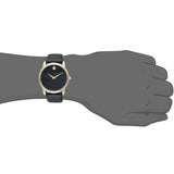 Movado Museum Black Dial Black Leather Strap Watch For Men - 606876 Authentic Buy Shop Now