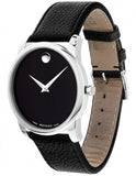 Movado Museum Black Dial Black Leather Strap Watch For Men - 607012 Authentic Buy Shop Now