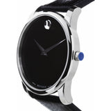Movado Museum Black Dial Black Leather Strap Watch For Men - 607012 Authentic Buy Shop Now