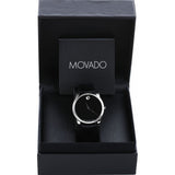 Movado Museum Black Dial Black Leather Strap Watch For Men - 607012 Authentic Buy Shop Now