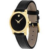 Movado Museum Classic Black Dial Black Leather Strap Watch For Women - 0607016 Authentic Buy Shop Now