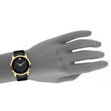 Movado Museum Black Dial Black Leather Strap Watch For Men - 0607014 Authentic Buy Shop Now