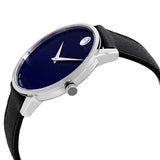 Movado Museum Classic Blue Dial Black Leather Strap Watch for Men - 0607197 Authentic Buy Shop Now