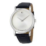 Movado Museum Quartz Silver Dial Black Leather Strap Watch For Men - 2100001 Authentic Buy Shop Now