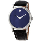 Movado Museum Blue Dial Black Leather Strap Watch For Men - 2100009 Authentic Buy Shop Now