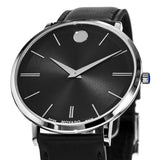 Movado Ultra Slim Black Dial Black Leather Strap Watch For Men - 0607086 Authentic Buy Shop Now