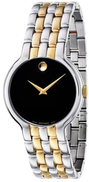 Movado Veturi Quartz Black Dial Two Tone Steel Strap Watch for Men - 0606932 Authentic Buy Shop Now