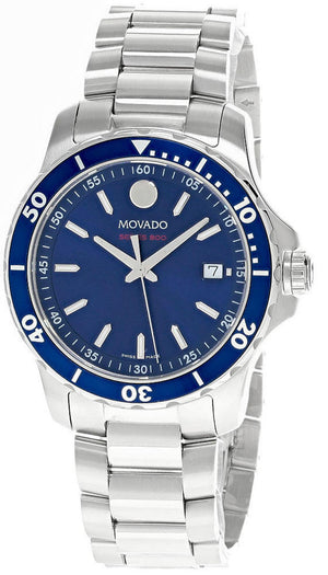 Movado Series 800 Blue Dial Silver Steel Strap Watch For Men - 2600137 Authentic Buy Shop Now