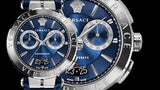 Versace Aion Chronograph Blue Dial Blue Leather Strap Watch for Men - VE1D01220 Authentic Buy Shop Now