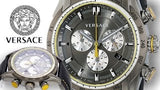 Versace V Ray Chronograph Grey Dial Black Leather Strap Watch for Men - VDB020014 Authentic Buy Shop Now