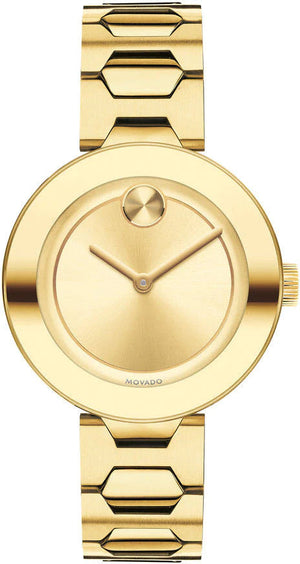 Movado Bold Gold Dial Gold Steel Strap Watch For Women - 3600382 Authentic Buy Shop Now