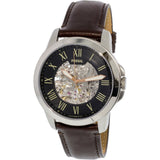 Fossil Grant Automatic Skeleton Black Dial Brown Leather Strap Watch for Men - ME3100 Authentic Buy Shop Now